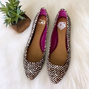 Gianni Bini | Zebra Print Almond Toe Flats Size 8